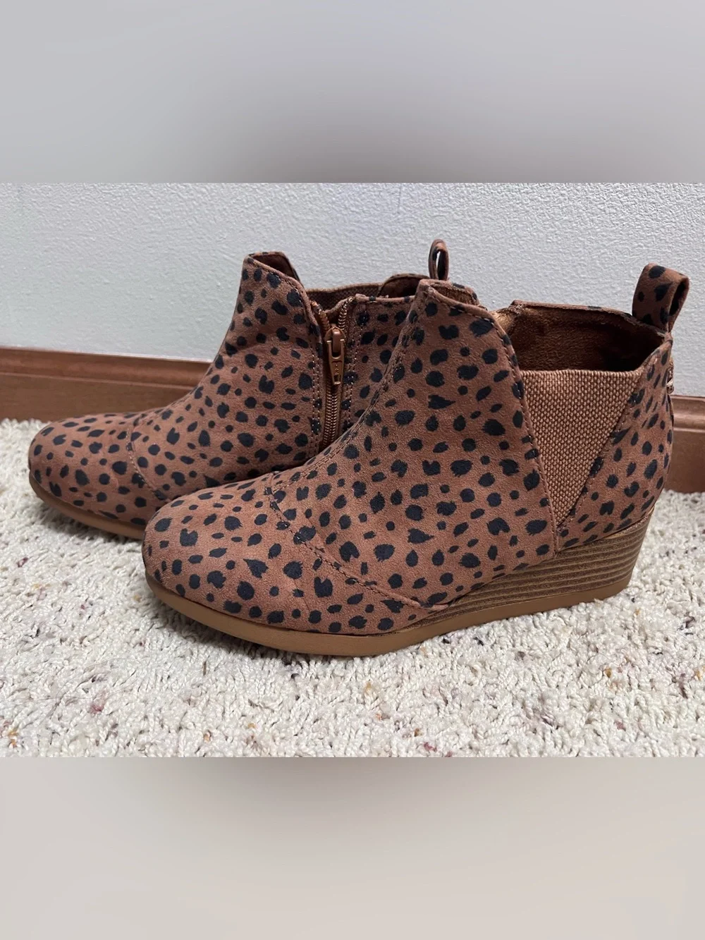 Toms Brown Leopard-Print Ankle Booties
